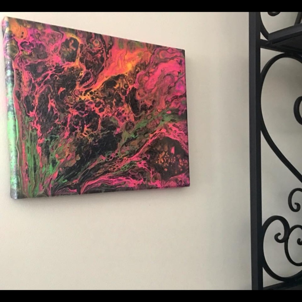 Original neon fluid pour painting